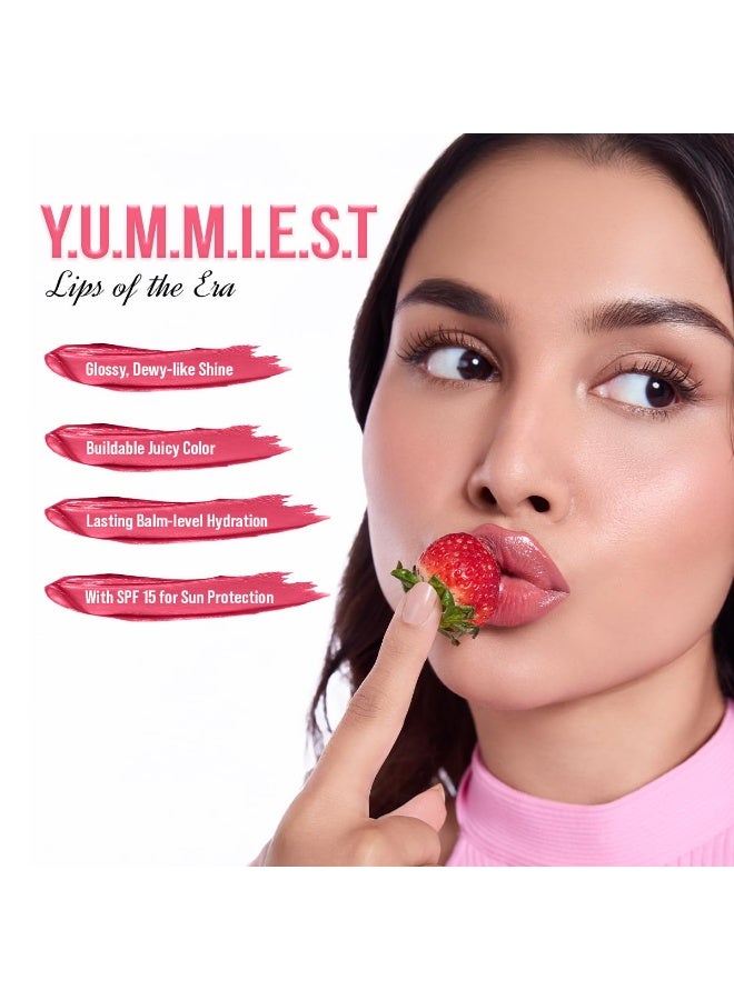 Staze 9to9 Y.U.M.M.Y Lip Gloss Balm | Intense High-Shine Gloss Finish | With SPF 15 | Lightweight | 04 Strawberry Jelly | 2g - Image 4